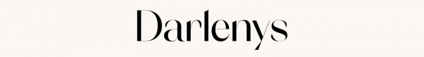 black sans serif text that reads darlenys on a cream background